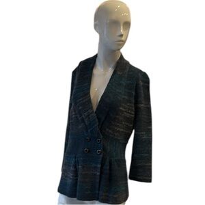 Classiques Entier Blue Double Breasted Wool Blend Knit Jacket or Cardigan Size M